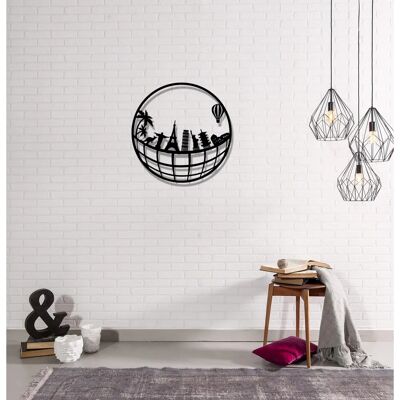 Homemania Mappa del Mondo in Metallo Nero - Decorazione da Parete - 50x0,15x50 cm Homemania Mappa del Mondo in Metallo Nero - Decorazione da Parete - 50x0,15x50 cm