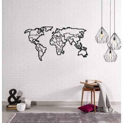 Decoración mural de mapa del mundo de Homemania - Negro - 100x0,15x53 cm Decoración mural de mapa del mundo de Homemania - Negro - 100x0,15x53 cm