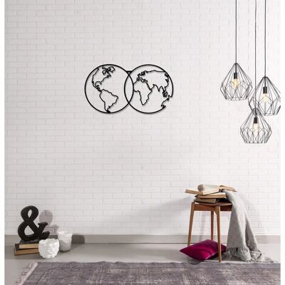 Homemania Mapa del Mundo 9 - Decoración de Pared Metal - Negro - 60x34cm Homemania Mapa del Mundo 9 - Decoración de Pared Metal - Negro - 60x34cm