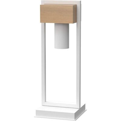 Lámpara de Mesa West White Homemania - Metal, Madera, 15x15x40cm Lámpara de Mesa West White Homemania - Metal, Madera, 15x15x40cm