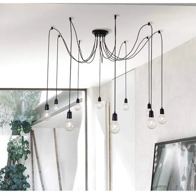 Lampada a Sospensione Homemania Modello L180xP180xA93 cm Metallo Nero Lampada a Sospensione Homemania Modello L180xP180xA93 cm Metallo Nero