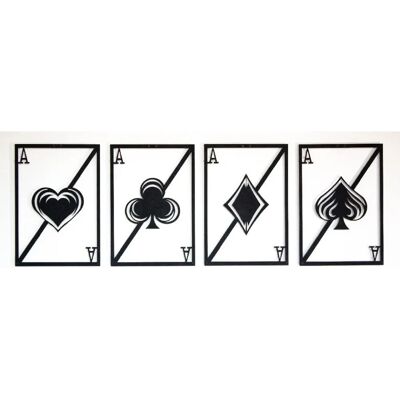 Decorazione da parete Homemania in Metallo Nero - Carte da Gioco - 4 Pezzi Decorazione da parete Homemania in Metallo Nero - Carte da Gioco - 4 Pezzi