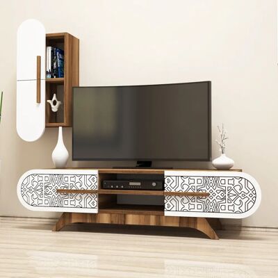 Hanah Home Defne Walnuss Weiß TV-Möbel - TV Einheit Hanah Home Defne Walnuss Weiß TV-Möbel - TV Einheit
