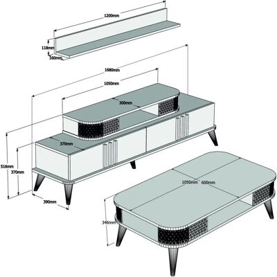 Kalune Design - Eylul - Creme - Wohnzimmereinrichtung Kalune Design - Eylul - Creme - Wohnzimmereinrichtung
