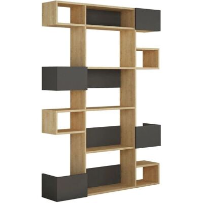 Hanah Home Estantería Niho - Roble, Antracita - Estantería Hanah Home Estantería Niho - Roble, Antracita - Estantería