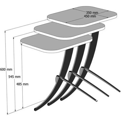 Hanah Home Nesting Table - Pfingstrose - Eiche - 3 Stücke Hanah Home Nesting Table - Pfingstrose - Eiche - 3 Stücke