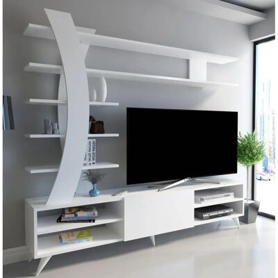 Hanah Home, Livia Weiß 180x162x29.5cm TV-Möbel - TV Möbel Hanah Home, Livia Weiß 180x162x29.5cm TV-Möbel - TV Möbel