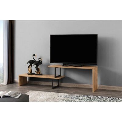 Meuble TV Kailua 596 - Pin + Noir, 153x44x30cm - Meuble TV - Publicité Meuble TV Kailua 596 - Pin + Noir, 153x44x30cm - Meuble TV - Publicité