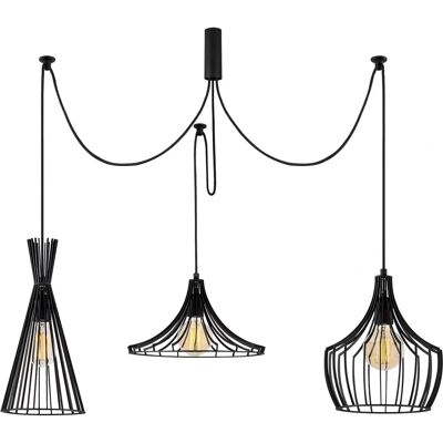 Opviq N-1291 - Lámpara de araña negra, 114cm x 130cm, 3 E27, Interior Opviq N-1291 - Lámpara de araña negra, 114cm x 130cm, 3 E27, Interior