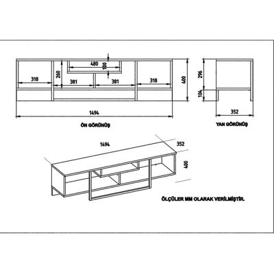 Hanah Home TV-Schränke Asal - Eiche, Weiß, Schwarz - TV Cabinet Hanah Home TV-Schränke Asal - Eiche, Weiß, Schwarz - TV Cabinet