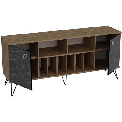 Hanah Home Lorenz Consolă - Marmură, Nuc și Negru - Consolă Hanah Home Lorenz Consolă - Marmură, Nuc și Negru - Consolă