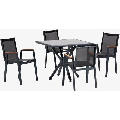 Set de Grădină Hanah Home Novato - Gri - Masă și Scaune Set de Grădină Hanah Home Novato - Gri - Masă și Scaune