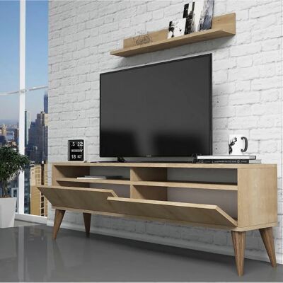 Hanah Home Eiche TV-Einheit - Modern 150cm TV-Ständer mit Wandregal Hanah Home Eiche TV-Einheit - Modern 150cm TV-Ständer mit Wandregal