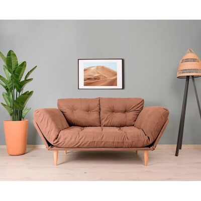 N/A - Lysebrun sofa/daybed - Polstret stof - Træben - Delvist samlet N/A - Lysebrun sofa/daybed - Polstret stof - Træben - Delvist samlet