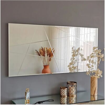 Homitis Silber Großer Spiegel - Wandmontage, 130x62cm - Modernes Dekor Homitis Silber Großer Spiegel - Wandmontage, 130x62cm - Modernes Dekor