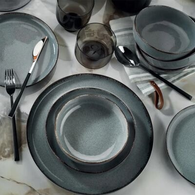 Ammeli Blå och Brun Porcelinservis - 24 delar för 6 personer Ammeli Blå och Brun Porcelinservis - 24 delar för 6 personer