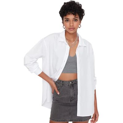 Trendyol 36 Weiße Schlichte Bluse - Hemd Trendyol 36 Weiße Schlichte Bluse - Hemd
