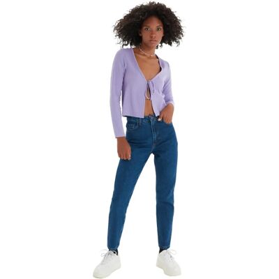 Jeans à Taille Haute Bleu Marine - Style Décontracté Jeans à Taille Haute Bleu Marine - Style Décontracté