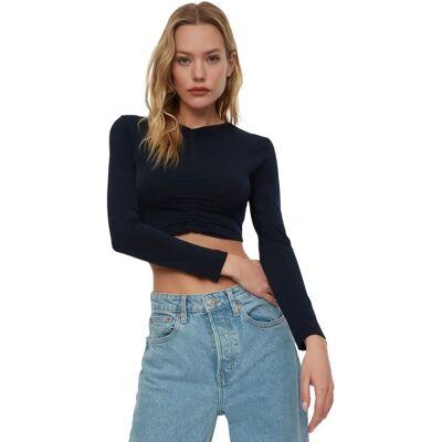 Blouse en tricot uni à encolure en V pour femmes Trendyol - Bleu/navy - Taille M Blouse en tricot uni à encolure en V pour femmes Trendyol - Bleu/navy - Taille M