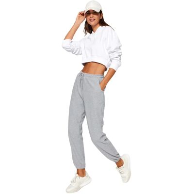 Pantalons de Sport Femme Trendyol Gris Coton - XS Pantalons de Sport Femme Trendyol Gris Coton - XS