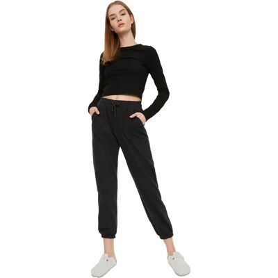 Pantalon de survêtements femme taille haute - Gris foncé coton - Taille X-Small Pantalon de survêtements femme taille haute - Gris foncé coton - Taille X-Small