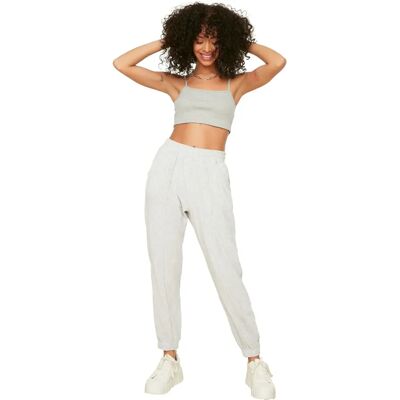 Pantalon de survêtement gris en coton pour femme - Trendyol Pantalon de survêtement gris en coton pour femme - Trendyol