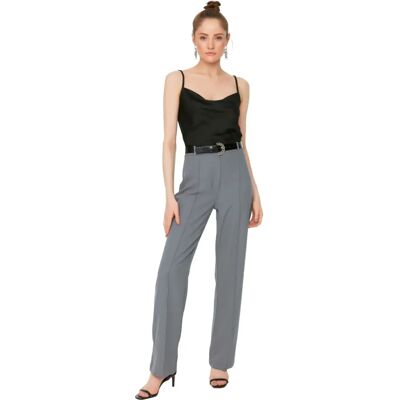 Pantalons pour Femmes Trendyol - Taille Haute Large - Gris - EU 38 Pantalons pour Femmes Trendyol - Taille Haute Large - Gris - EU 38