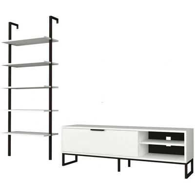 IPERBRIKO Soporte de TV Blanco con Estantes - Mueble y librería IPERBRIKO Soporte de TV Blanco con Estantes - Mueble y librería