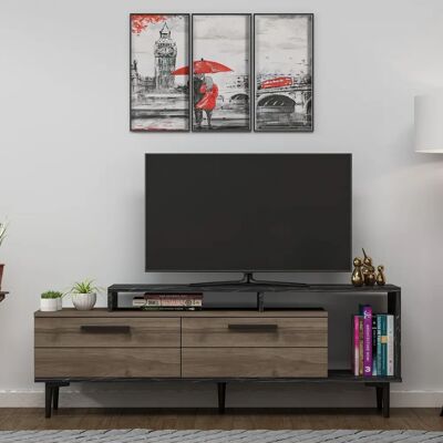 Hanah Home Support TV Noyer - Meuble moderne pour salon Hanah Home Support TV Noyer - Meuble moderne pour salon