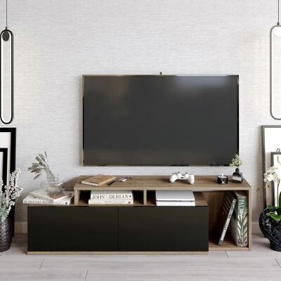 Meuble TV Nexera Noyer et Noir - Design Moderne - Publicité Meuble TV Nexera Noyer et Noir - Design Moderne - Publicité