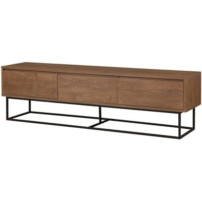 Hanah Home Milo Dulap TV - Design modern nuc și negru Hanah Home Milo Dulap TV - Design modern nuc și negru