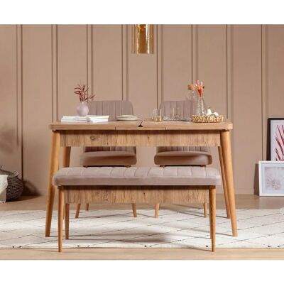 Kodin1.Com Grauer Ausziehbarer Esstisch & Stühle Set Kodin1.Com Grauer Ausziehbarer Esstisch & Stühle Set