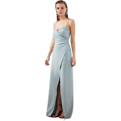 Robe de soirée verte Trendyol - Wrap-over, Spaghetti, Manche standard Robe de soirée verte Trendyol - Wrap-over, Spaghetti, Manche standard