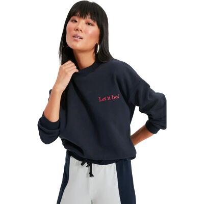 Trendyol Mikina Let it be! - černá - S/36 - mikina Trendyol Mikina Let it be! - černá - S/36 - mikina