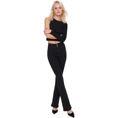 Jeans taille haute femme Trendyol - Coton noir - Taille EU 42 Jeans taille haute femme Trendyol - Coton noir - Taille EU 42