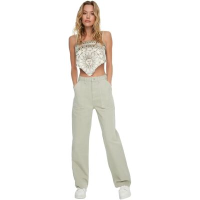 Jeans pour Femmes Taille Haute Large - Beige - Taille EU 34 - Jeans Jeans pour Femmes Taille Haute Large - Beige - Taille EU 34 - Jeans