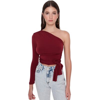 Blouse asymétrique bordeaux à une épaule - X-Large Blouse asymétrique bordeaux à une épaule - X-Large