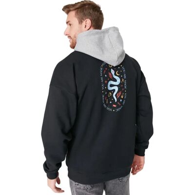 Sweat à Capuche Oversize Noir pour Hommes - Coton-Polyester - Coupe Large Sweat à Capuche Oversize Noir pour Hommes - Coton-Polyester - Coupe Large