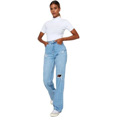 Jeans à taille haute et jambes larges bleu clair - Jeans Jeans à taille haute et jambes larges bleu clair - Jeans