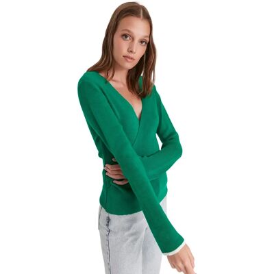 Pull en Maille Vert à Col Double de Trendyol - S/36 - Pull Pull en Maille Vert à Col Double de Trendyol - S/36 - Pull