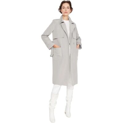 Trendyol Modèle Gris Trench à Double Boutonnage - Manteau Trendyol Modèle Gris Trench à Double Boutonnage - Manteau