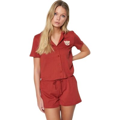 Trendyol Cannelle Ensemble de Pyjama en Coton avec Ours en Peluche Trendyol Cannelle Ensemble de Pyjama en Coton avec Ours en Peluche