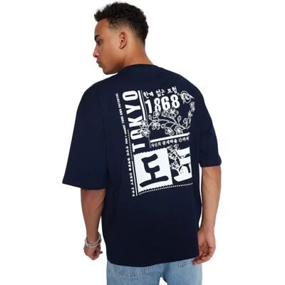Camiseta Oversize Azul Marino para Hombre - Algodón Camiseta Oversize Azul Marino para Hombre - Algodón