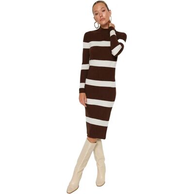 Robe en maille midi gris/marron Trendyol - Femme Robe en maille midi gris/marron Trendyol - Femme