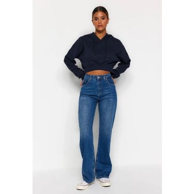 Jeans Albastro înalt cu picioare largi - Femeie - 32 Jeans Albastro înalt cu picioare largi - Femeie - 32