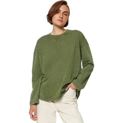 Trendyol Khaki Långärmad T-shirt med avslappnad passform - Casual kläder Trendyol Khaki Långärmad T-shirt med avslappnad passform - Casual kläder