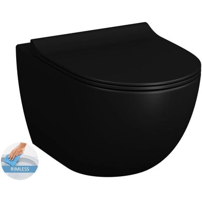 Vitra Inodoro Sento - Sin Bordes, Negro Mate, Asiento Cierre Suave Vitra Inodoro Sento - Sin Bordes, Negro Mate, Asiento Cierre Suave