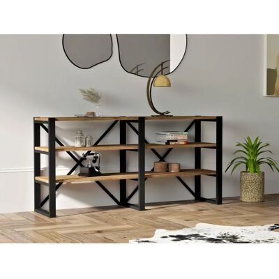 Hanah Home Milas Walnuss Schwarzes Industrielles Bücherregal - Bücherregal Hanah Home Milas Walnuss Schwarzes Industrielles Bücherregal - Bücherregal