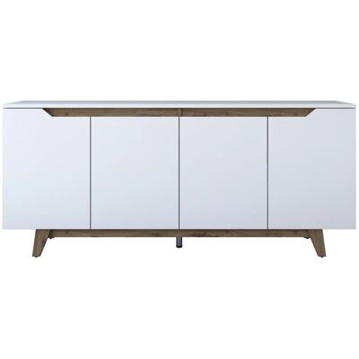 MUEBLES Kailua 387 - Nuez et Blanc Buffet 4 Portes - Publicité MUEBLES Kailua 387 - Nuez et Blanc Buffet 4 Portes - Publicité