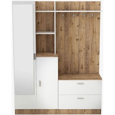 Kalune Design Skohylde - Hvid og Naturligt Træ - Moderne 140x36.8x181.8 cm Kalune Design Skohylde - Hvid og Naturligt Træ - Moderne 140x36.8x181.8 cm